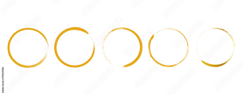 custom made wallpaper toronto digitalSet of hand drawn gold circle, sketch lines. Gold round frame collection on white background. Set of hand drawn doodle golden circle.