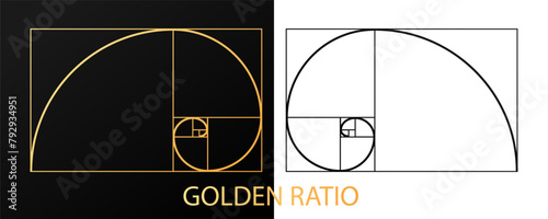 Ration section proportions Vector pattern in golden ratio Fibonacci illustration. Abstract geometry. Vector pattern in golden ratio Fibonacci illustration  photo
