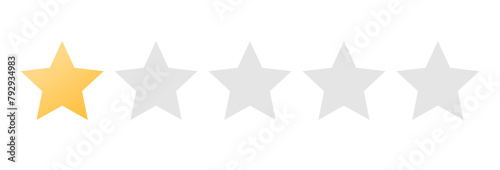 Rating sticker icon with one gold star on a white background. Flat design. White background. Isolated vector icon. Vector golden background. Vector graphics.