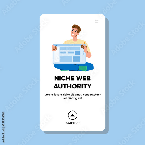 trustworthiness niche web authority vector. reputation authenticity, knowledge experience, specialization mastery trustworthiness niche web authority web flat cartoon illustration