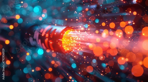 Fiber optic cables ignite a brilliant data transmission journey photo