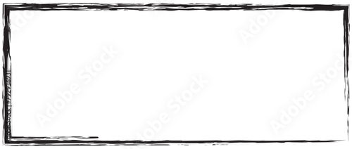 Rectangular frame or border drawn by brush. Hand scratched area with pencil or pen. Grunge image. Stock Photo.