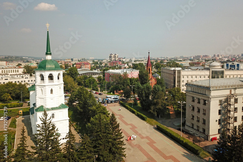 Aerial view of the Church in the Name of the Savior of the Holy Image in Irkutsk photo