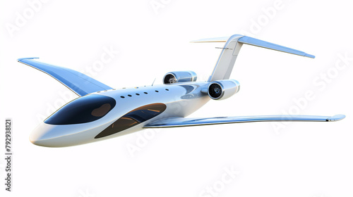 new, modern, futuristic, supersonic airplane, for public transportation, isolated on a clear white background