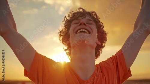 Man Embracing the Sunset photo