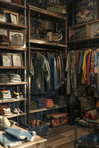 vintage clothing store interior showcasing trendy fashion items © Bendix