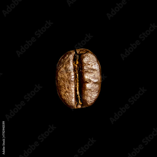Roasted coffee bean. Isolate on a black background.