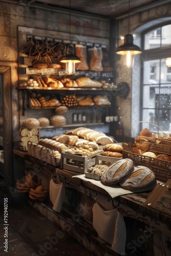 Bustling Small Bakery FilledWarmth and Aroma in Cozy Setting