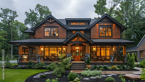 Craftsman Style House Radiates Warmth with Rich Wood Siding and Welcoming Porch. Concept Craftsman Style, Wood Siding, Welcoming Porch, Home Architecture, Warmth