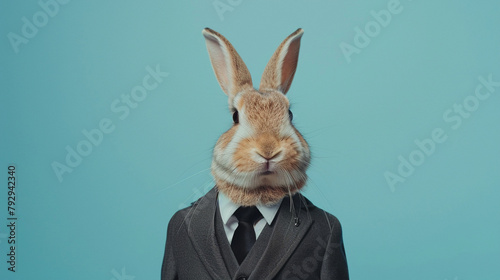 Animal rabbit concept Anthromophic friendly rabbit wearing suite formal business © Cyprien Fonseca