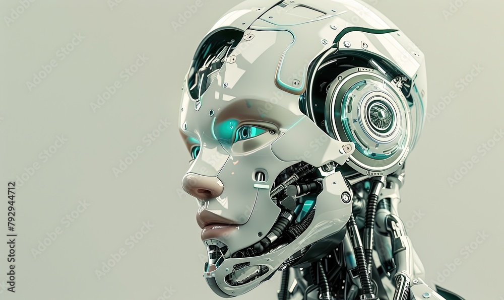 Futuristic robot artificial intelligence huminoid AI data analytic technology development and machine learning concept. Global robotic bionic science research for future of human