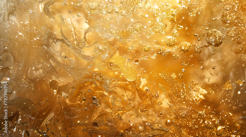 wallpaper textura dorada simulando agua y líquido plantilla para diseño burbujas cayendo de arriba efecto brillante y vibrante artístico photo