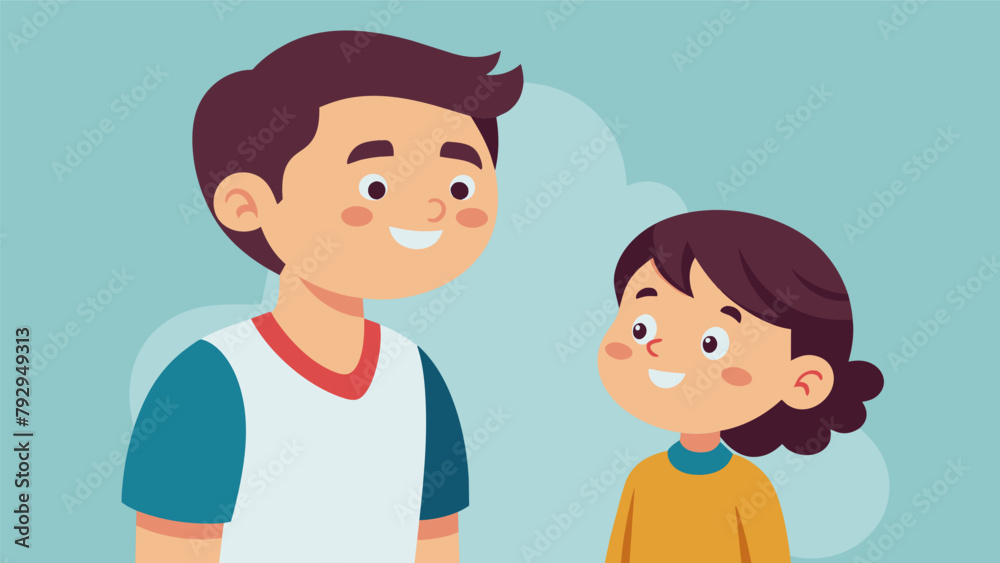 A younger sibling looking up to their older sibling with admiration thanking them for always being there on Sibling Appreciation Day. A younger sibling looking up to their older sibling with admiration thanking them for always being there on Sibling Appreciation Day.