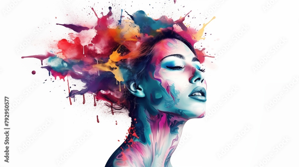 Mental health and creative abstract concept. Colorful illustration of ...