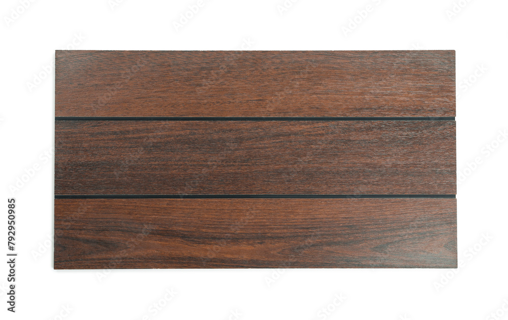 Sample of wooden flooring isolated on white, top view Sample of wooden flooring isolated on white, top view