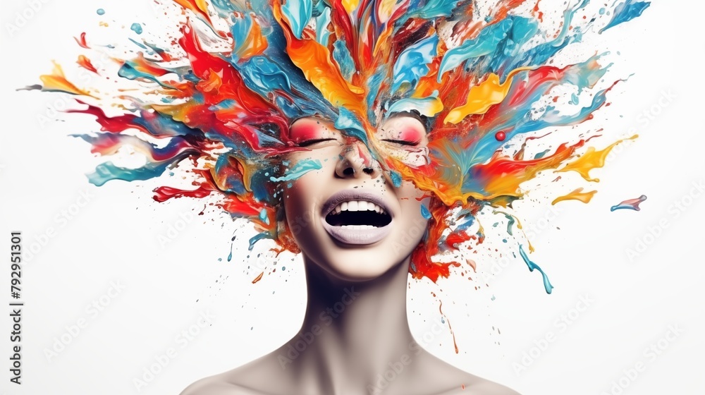 Mental health and creative abstract concept. Colorful illustration of ...