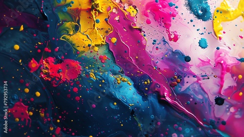 Dynamic background featuring explosive colorful paint splatters perfect for vibrant artistic projects and creative designs