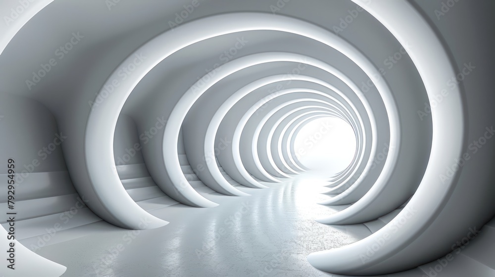 Fototapeta premium White Tunnel With Light at the End