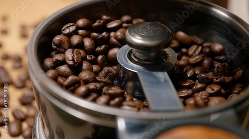Rich, aromatic coffee beans in a close-up shot, super realistic