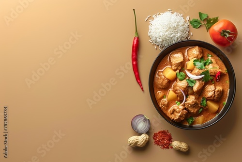 massaman curry in bowl on background photo
