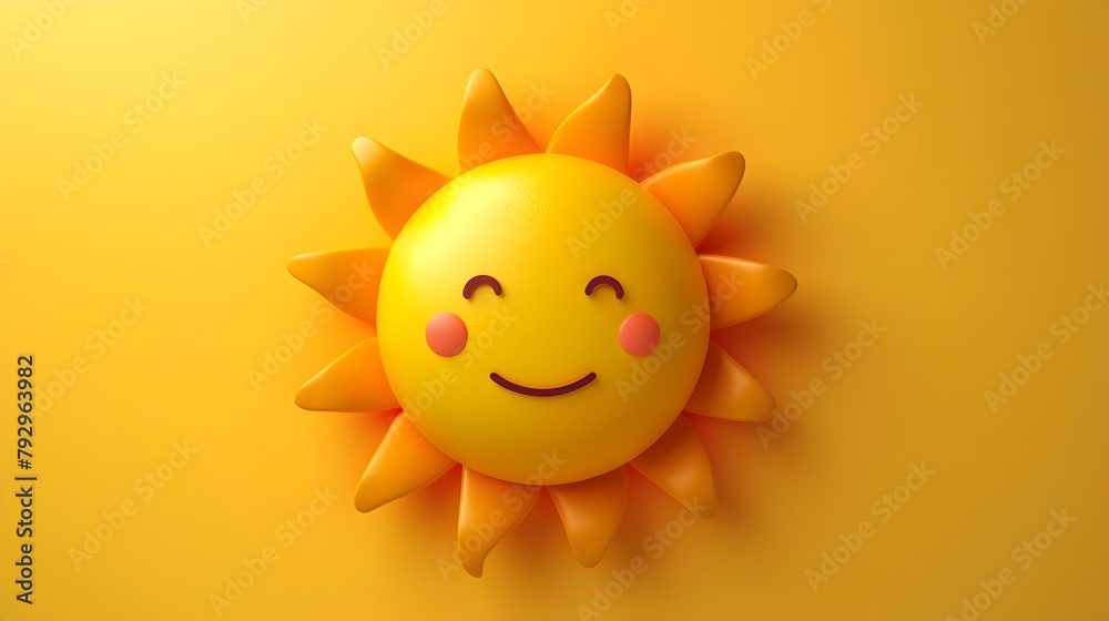 Cheerful 3D Cartoon Icon of a Smiling Sun Ideal for Vibrant Branding and Educational Content