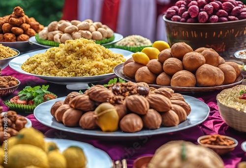 Various Foods on the Table in Eid Celebration for Eid Background