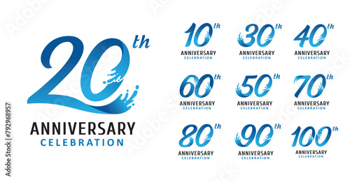 set of anniversary water number design