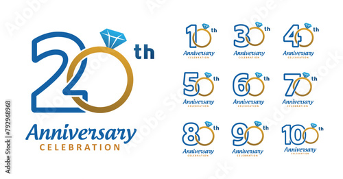 set of anniversary wedding ring number design