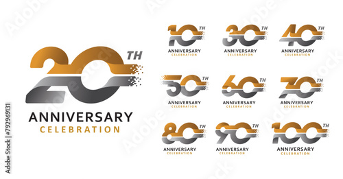 set of anniversary modern number design