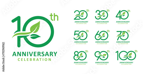 set of anniversary leaf number design