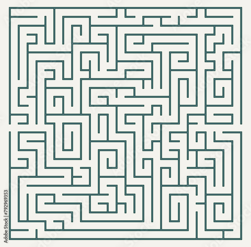 Labyrinth vector graphic. Square shape maze (labyrinth) game illustration.