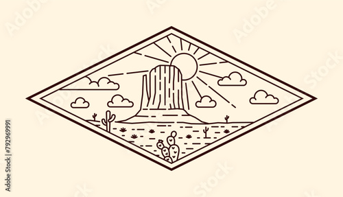 nature landscape line art vector template