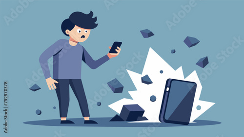 A person stares at the discarded remains of their old smarch having smashed it to pieces in a fit of anger after discovering the extent of cognitive.