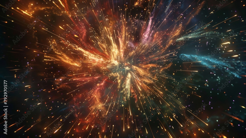 A fireworks display painting the sky with bursts of shimmering brilliance A fireworks display painting the sky with bursts of shimmering brilliance