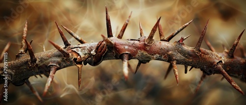 Image of a closeup of Jesus Christ's crown of thorns. photo