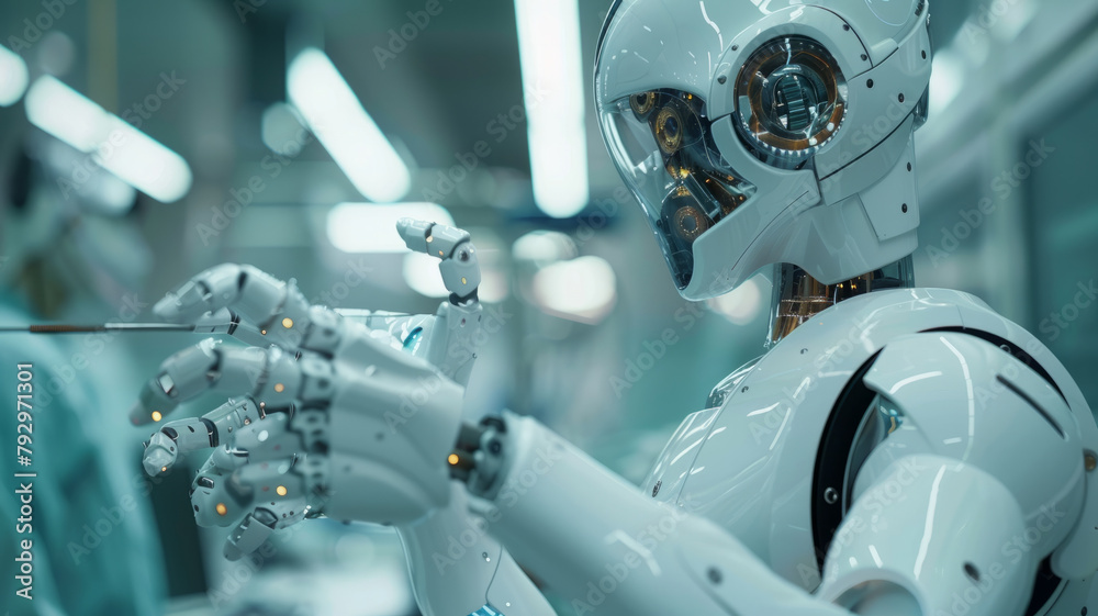 A humanoid robot in a lab setting.