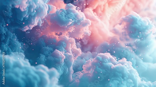 Ethereal Pink and Blue Cloudscape with Dreamy Sunlight #792971793