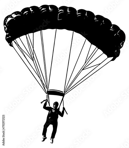 Vector illustration of a person skydiver silhouette