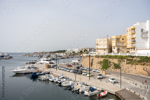 Port with yachts in a sea bay in Costa Dorada, Tarragona region, Spring 2024 photo