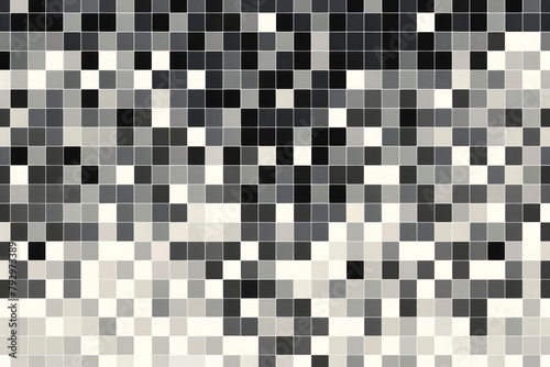 A minimalist background composed of 2D pixelated squares arranged in a grid-like pattern  greyscale color