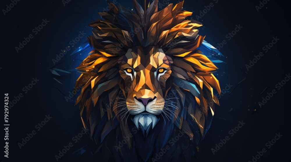 Abstract Lion Head Mascot Logo - Generative AI