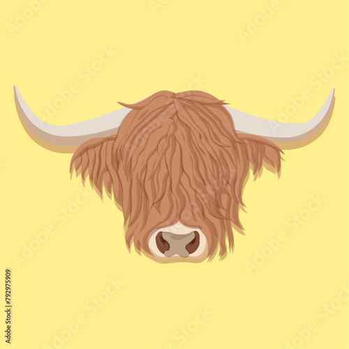 Scottish Highland Cow vector illustration photo