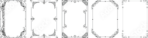 A set of decorative vintage frames with rectangular borders.