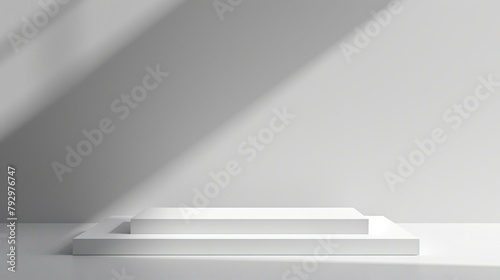 White podium with shadow background for product showcase photo