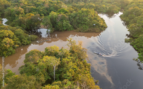 TAHUAYO RIVER IN THE TOWN OF LORETO IN THE PERUVIAN AMAZON, THE TAHUAYO IS AN AREA WITH HIGH BIODIVERSITY, ABUNDANT EXOTIC WILDLIFE, THE TAHUAYO RIVER TOURIST ATTRACTION, TAHUAYO TOURISM IN AMAZON photo