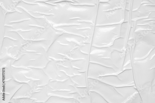 white crumpled and creased plastic bag texture background photo