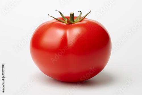 A single red tomato isolated on white background. Healthy fresh red tomato on white background © Mr. Reddington