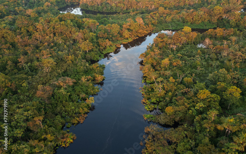 TAHUAYO RIVER IN THE TOWN OF LORETO IN THE PERUVIAN AMAZON, THE TAHUAYO IS AN AREA WITH HIGH BIODIVERSITY, ABUNDANT EXOTIC WILDLIFE, THE TAHUAYO RIVER TOURIST ATTRACTION, TAHUAYO TOURISM IN AMAZON photo