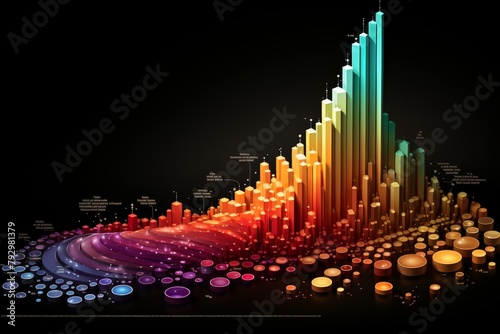 A 3D rendering of a colorful city made of data and information.