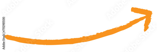 Yellow arrows isolated on transparent background. Curved brush arrow sketch arrow line element. 